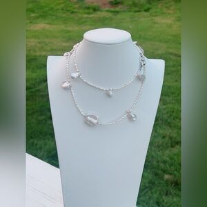 X176 Handmade Freshwater Baroque Pearl Double Layer Necklace